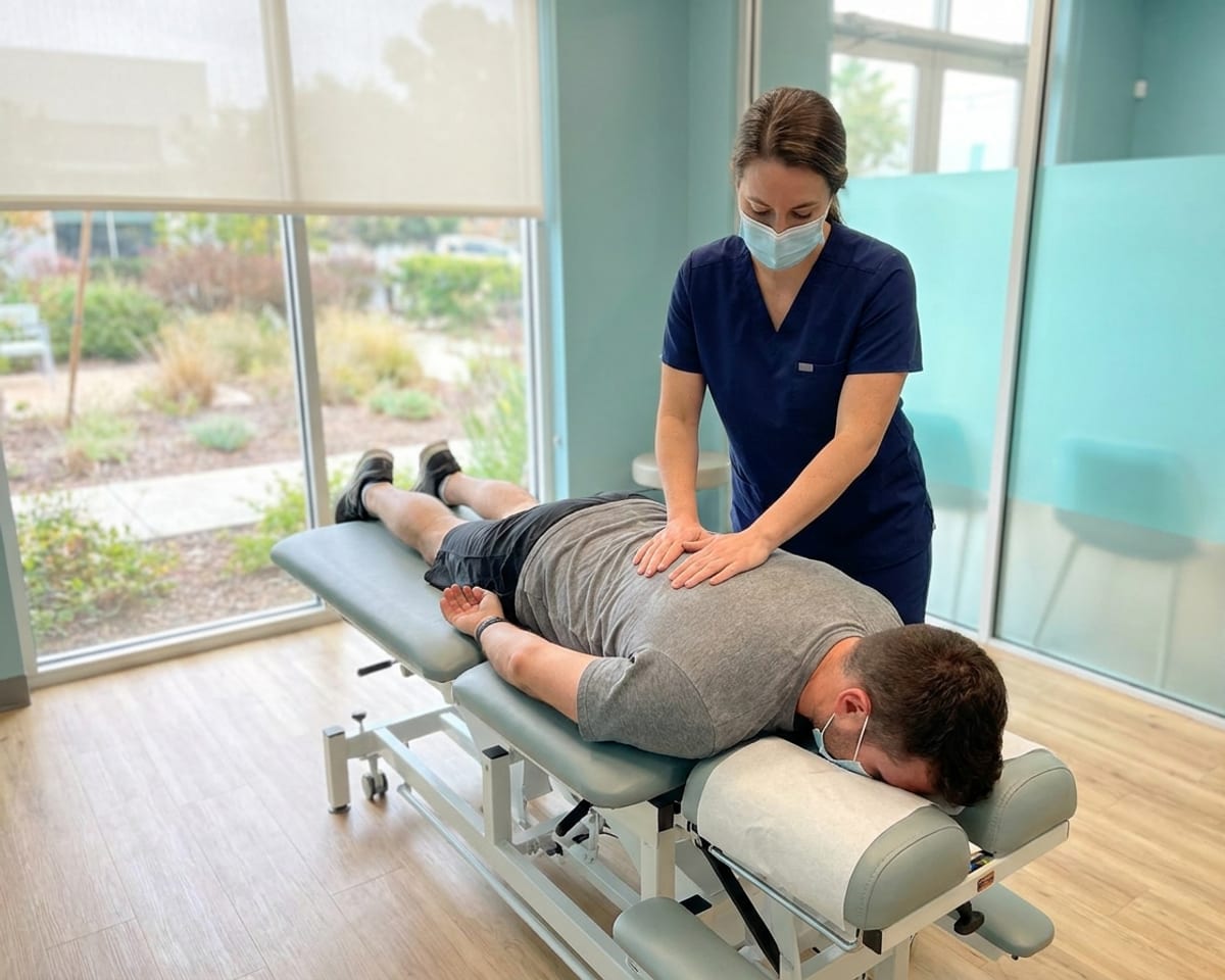 A chiropractor providing hands-on care to a patient at Naples Spine & Joint